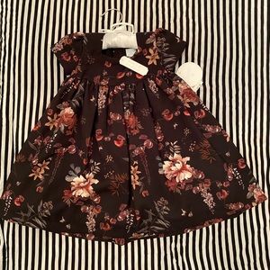 Black floral cap sleeve dress 24m